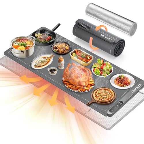 LBOLHZO Warming Mat For Food Extra Large 36"x16" 580W Food Warming Mat Buffet Servers and Warmers,Chafing Dishes for Buffet 6 Temp 6 Hour,Roll Up Food Warmers for Parties Buffet Catering Gatherings