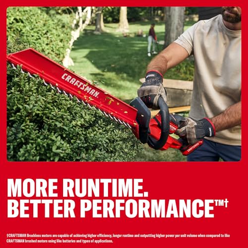 Image of CRAFTSMAN V20 22 in. Hedge Trimmer Cordless with 2Ah Battery and Charger, Lightweight Brushless RP Bush Trimmer with Hedge Sweep Attachment, Longer Runtime, Up to 2X More Power (CMCHT830D1)
