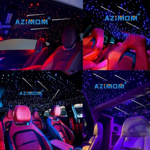 Image of AZIMOM 2-in-1 Twinkle Meteor Fiber Optic Starlight Headliner 300pcs 0.03in 9.8ft Twinkle Stars+180pcs Shooting Star Sound Mode APP& Remote Control Starlight Meteor Kits for Car Home Ceiling
