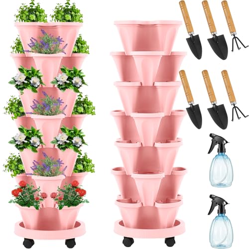 Umigy 2 Set of 7 Tier Vertical Planter Stackable...