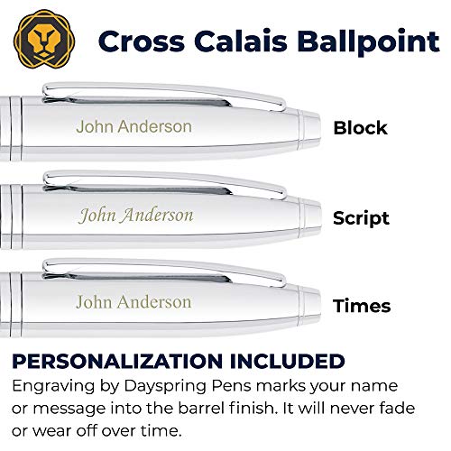 Dayspring Pens Personalized Cross Pen | Cross Calais Ballpoint Pen, Lustrous Chrome. Custom Engraved With Your Name Or Message. Gift For A Man Or Woman. At0112-1. Customized #TOP1