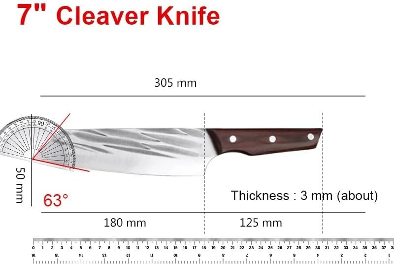 Meat Cleaver,Cleaver Knife 7 Inch Slicing Knife Hand-Forged Kitchen Cleaver Knife Wooden Handle Stainless Steel Chef Butcher Fish Knife Cooking Tools