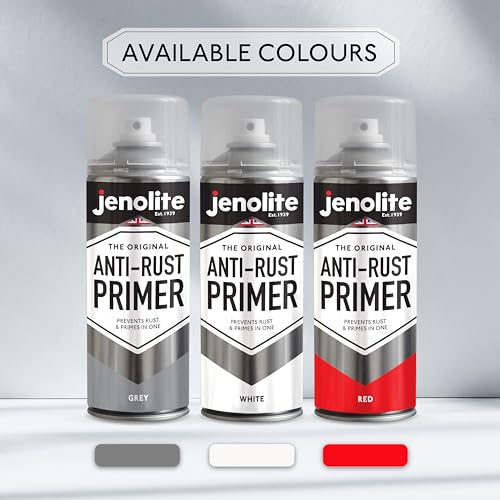 JENOLITE Rostschutz Grundierung Spray | WEIß | 400ml | Hochleistungs-Metallgrundierung | Schutz vor Rost & Korrosion | Grundierung für Autos, Heizkörper, Gartenmöbel & mehr
