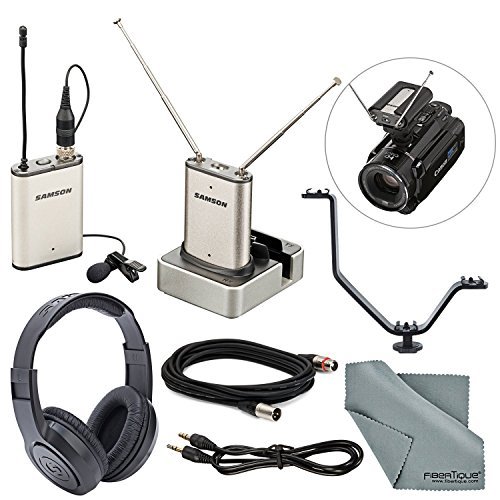 Samson Airline Micro Wireless Camera System Bundle With Samson Stereo Headphones + V Bracket + Xlr & Aux Cable + Fibertique Cleaning Cloth #TOP22