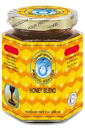 Resivo Ashvita Energy Support Men 8Oz Date Paste Sidr Honey with Pecan Nuts Ginger Extract Black Seed Delicious and Savory Product of evaxo Quality