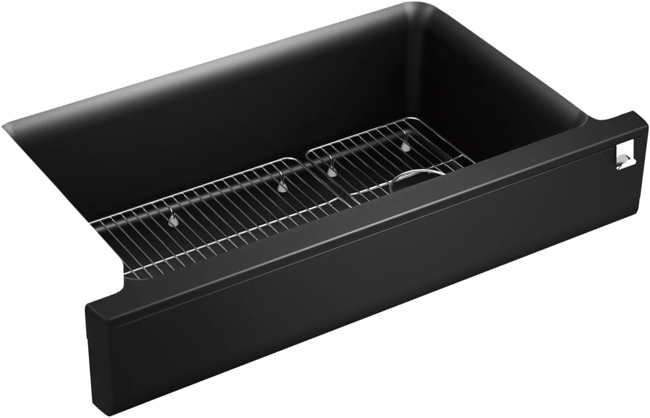 Kohler 25784-CM1 Cairn® Undermount single-bowl farmhouse kitchen sink, Matte Black