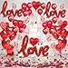 Valentines Day Decorations - 50+ Pcs Luxury Romantic Set with 3 Script LOVE Balloon(1 42-Inch&2 31-Inch), 1000 Rose Petals for Proposal,red balloons， Anniversary, and Bedroom Surprise.
