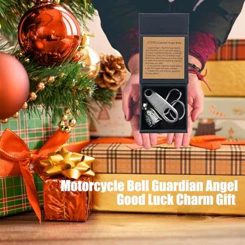 Image of Motorcycle Bell Guardian Angel Charm - Weather-resistant Good Luck Gremlin Bells With Gift Box, Legend Card, Keychain