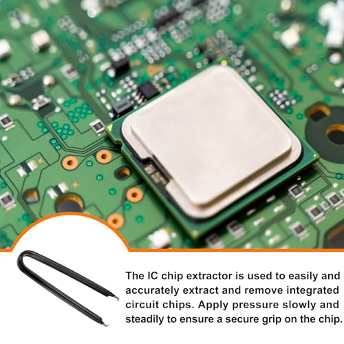 Image of HARFINGTON 10Pcs IC Chip Extractor IC U Shape Puller Stainless Steel with Insulated Vinyl Grip Motherboard Circuit Board Component Puller Chip Extractor for PCB Removal Tool, Black