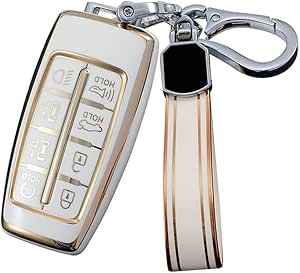 LIANGYM For Genesis Key Fob Cover With Keychain 6/8 Buttons Protection TPU Key Case