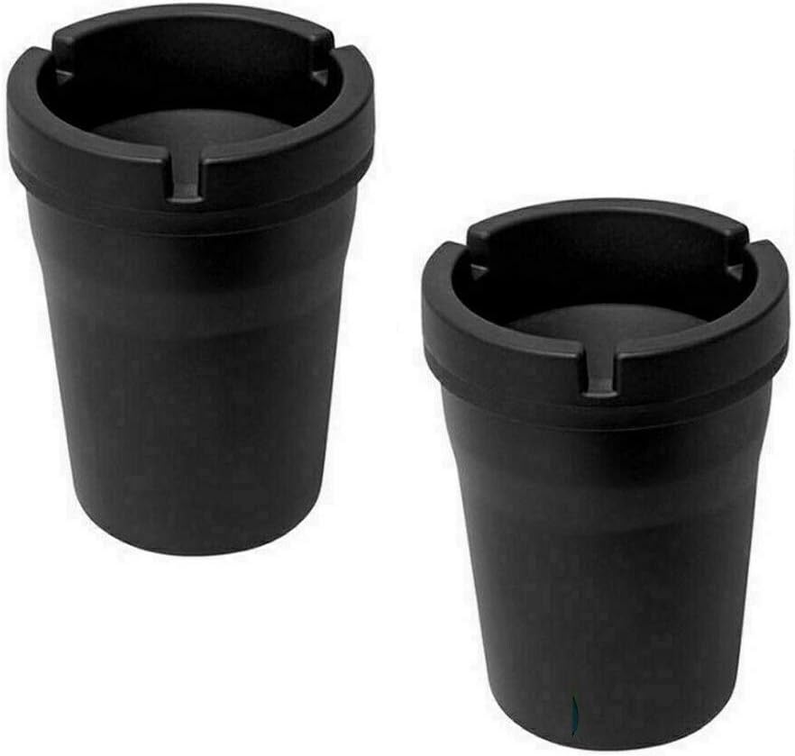 SWL Small Bucket Ashtray, Pack of 2 - Black Plastic, Ideal for Outdoor or Car Vehicle Use