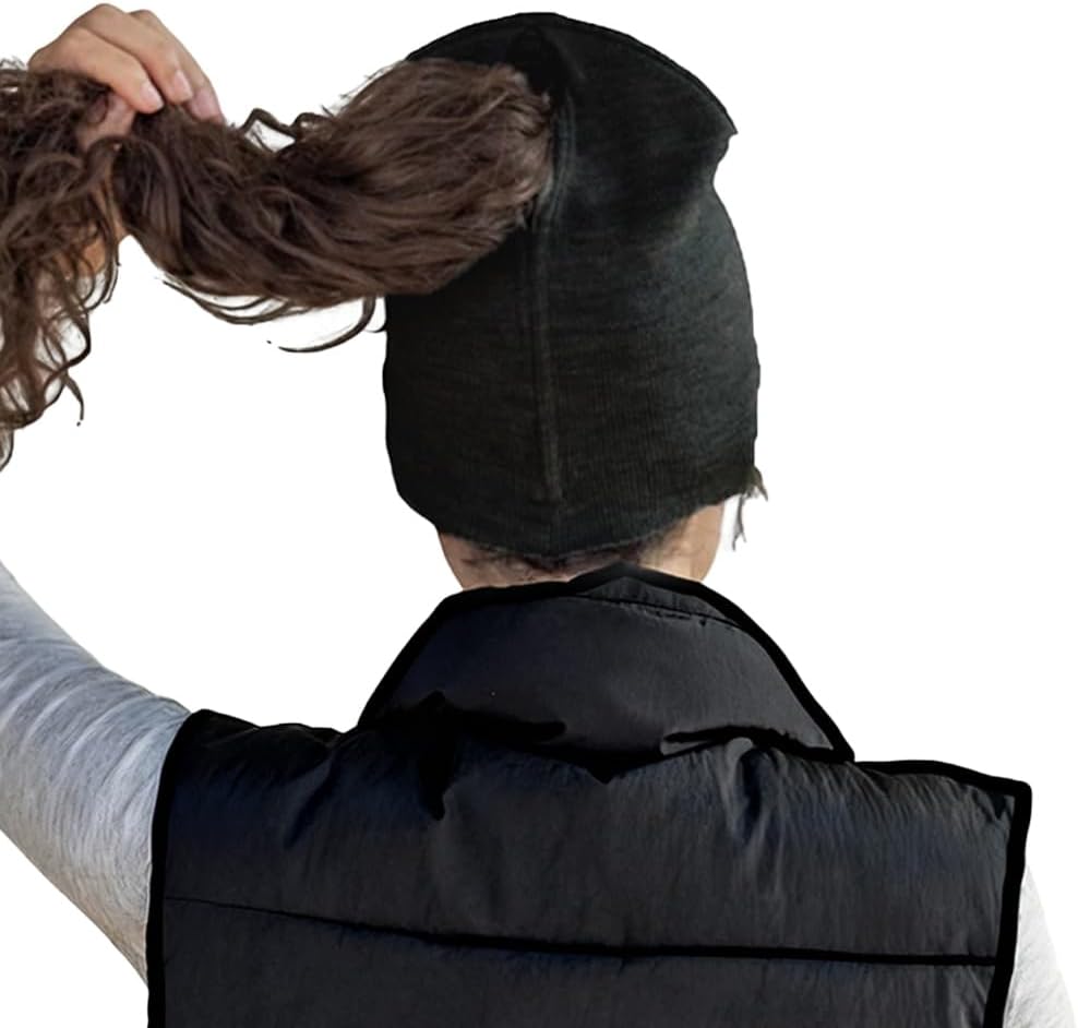 OULIGET Ponytail Knit Beanies Hat for Women,Magnetic Open High Pony Tail Womens Winter Hat,Stretch Fit Fashion Stocking Cap