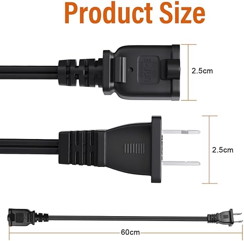 Miniatura 15 de 5.9ft Indoor Outdoor Extension Cord Waterproof, 10A / 125V 18 AWG Wire Durable Power Appliance Extension Cable with 2 Prong Grounded Plug for