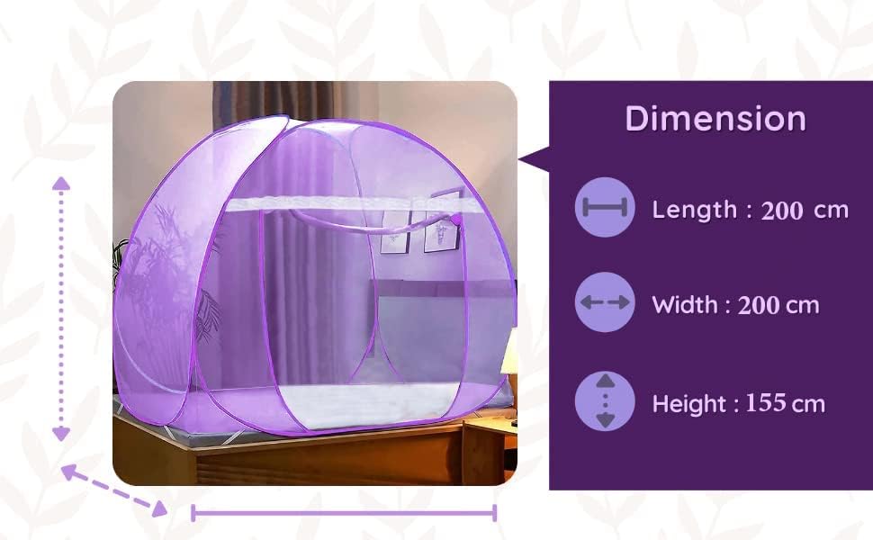 Image of Mosquito Net for Double Bed | King Size Foldable Machardani | 6.5 x 6.5 Feet Polyester 30GSM Strong Net |PVC Coated Corrosion Resistant Steel Wire