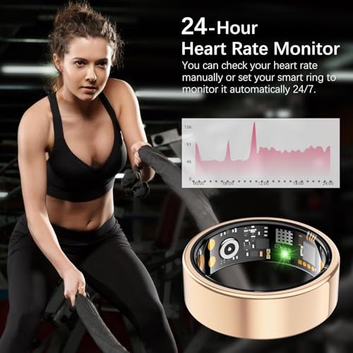 Ring Health Tracker for Women Men, Fit Ring with Heart Rate, Blood Oxygen, Sleep Monitor, Calories, Step Counter, IP68 Waterproof Smart Ring for iPhone & Android, No Subscription Fee (Rose Gold, 8#) by Tiantianka - Image 5