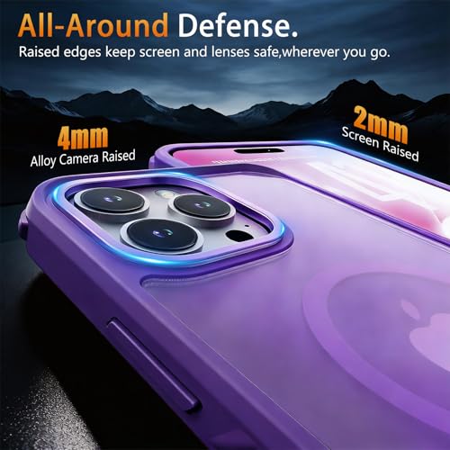 ZOYTONE Magnetic for iPhone 16 Pro Case, [Compatible with Magsafe] [Military-Grade Protection], [Translucent Matte] Anti-Scratch Back, Non-Slip, Shockproof Protective Phone Cover, Purple — view 5