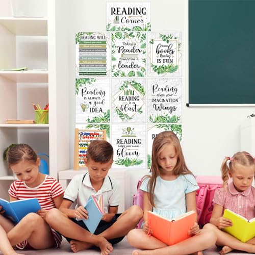 Sinload 10 peças de pôsteres de leitura de eucalipto decorações inspiradoras para sala de aula pôste