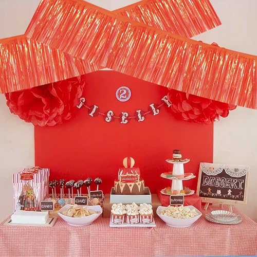 Image of BEISHIDA 3 Packs Metallic Foil Fringe Garland Shining Red Wall Hanging Tinsel Fringe Banners for Car Floats Bridal Shower Wedding Birthday Valentine's Day Anniversary Party Decoration(30 Feet)