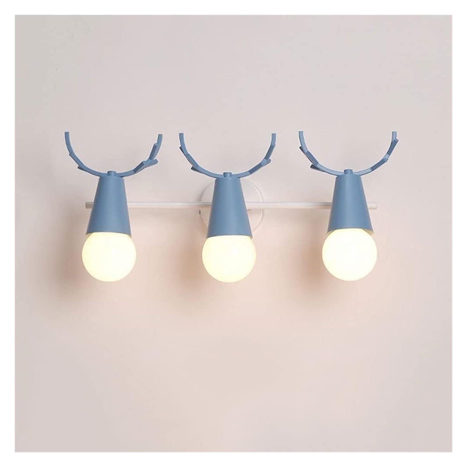 SYAXVOM Wall Lamp 3-Light Sconce Metal Vanity Lighting Fixture, Mirror Front Lamp, Simple Mounted Lights 360° Rotatable for Bedroom Living Room Mirror/Gray (Color : Bule)
