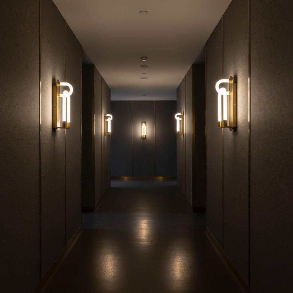 Wall Light, U Shaped Glass LED Wall Sconce, Gold Bedside Wall Lamp for Bedroom, Hallway, Living Room, Hotel, Entryway, Contemporary Fixture, Guest Room, Corridor, Foyer Loft Parlor(Small)