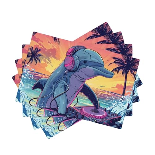 Hip-Hop DJ - Set di 4 tovagliette all'americana resistenti al calore, lavabili, per cucina, sala da pranzo, patio, tavolo da interni ed esterni, lavabili