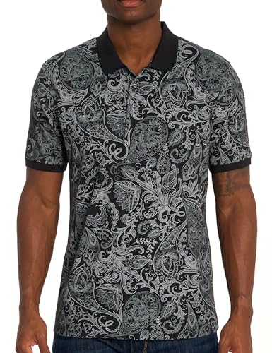 Robert Graham Men's Dozer Short Sleeve Knit Cotton Polo Shirt