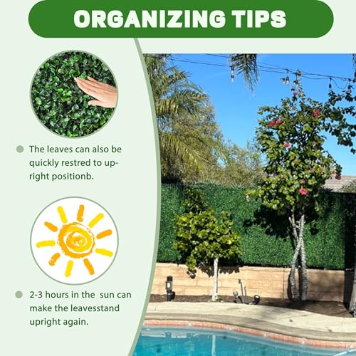 Image of ODTORY Artificial Hedge Privacy Fence Screen, 24X16 in 24P (64 sqft) | UV-Anti Boxwood Panel, Faux ivy Greenery Backdrop, Balcony /Garden /Backyard Fence Covering, Indoor Outdoor Green Plant Decor