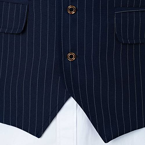 YHEGHT Vestido formal de negócios masculino casual casamento banquete decote em V sem mangas ajuste