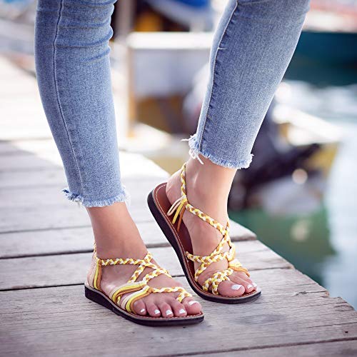 Image of Plaka Flat Sandals for Women Palm Leaf
