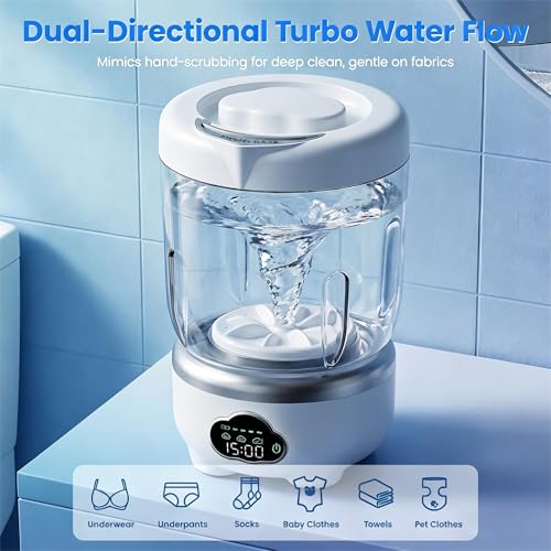 Image of Underwear Washing Machine, Portable Washing Machine, 1.6L Foldable Mini Washer with 3 Modes, Rechargeable Laundry Machine for Socks, Baby Clothes, Travel, RV, Apartment