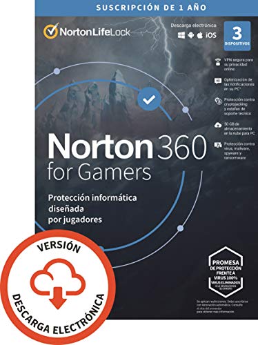 Norton 360 for Gamers 2021 | Antivírus software para 3 dispositivos, 1 ano, PC/Mac/tablet/smartphone, código de ativação enviado por e-mail