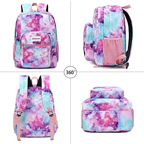 Image of abshoo Classical Basic Womens Galaxy School Backpack For College Teen Girls Water Resistant Bookbag (Galaxy Pink)
