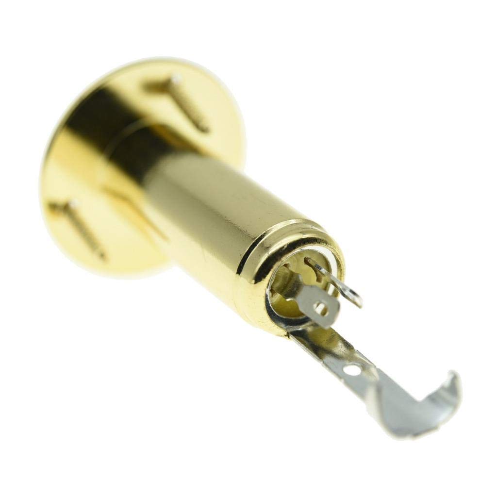 Placa De Conexión Jack Para Guitarra - Dorada, Con 2 Tornillos, Para Jack De 6,35 Mm