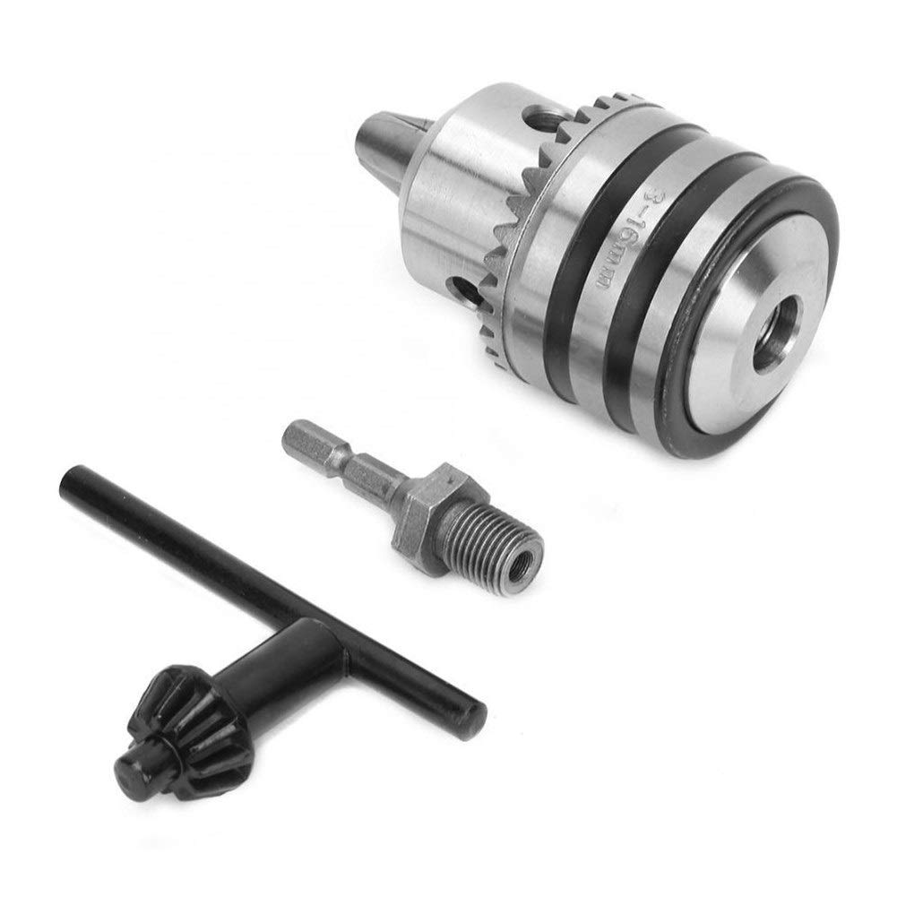 Adaptador de perforación de taladro de taladro ráp 3 garras clave de corona dentada Chuck 3-16mm afianza la gama 1/2-20UNF de la forma cónica del taladro montado en la cabeza Adaptador Adaptador Chu