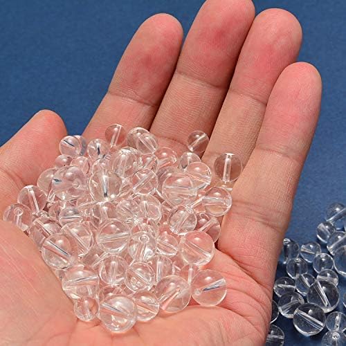 NCB 100pcs 8mm Clear Quartz Crystals Beads Natural Semi Precious Beads Round Smooth Gemstones Loose Spacer Beads Charms for Necklaces Bracelets Jewelry Making (Clear Quartz Crystals, 8mm 100Beads) — view 3