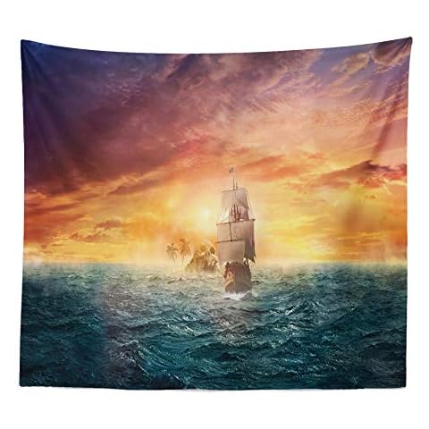 BOYOUTH Sailing Boats Tapestry Wall Hanging Cover