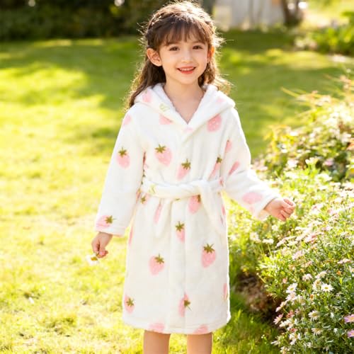 Image of Boys Girls Bathrobes,Toddler Boy Girl Robes,Children's Plush Soft Coral Fleece Hooded Pajamas Sleepwear for Kids