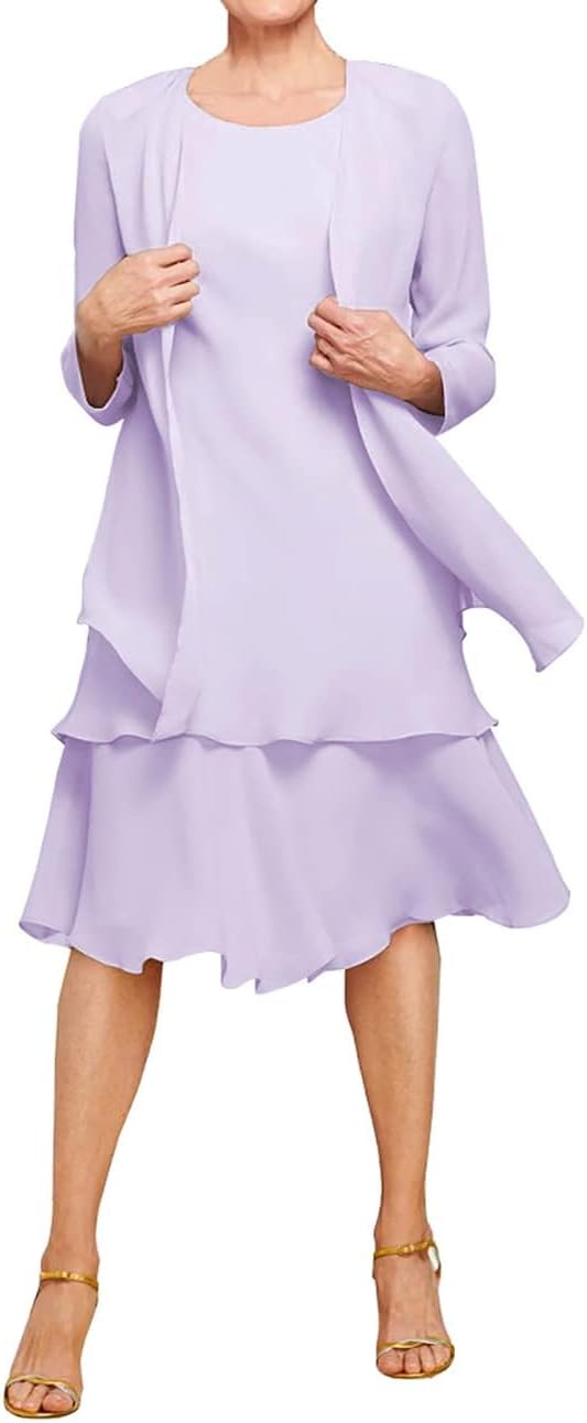 ISABUFEI Mother of The Bride Dresses with Jacket Chiffon Formal Long Sleeve Dress