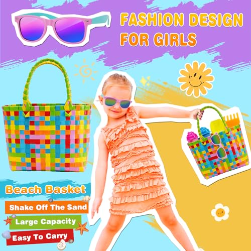 Miniatura 4 de Echehi 37piezas Juguetes De Playa Para Niñas, Juegos Playa Con Cubo De Playa Plegable 2l, Gafas De Sol, Pelota Playa, Moldes De Arena, Bolsa Juguete Playa, Gemas, Juguetes Arena Para Niñas