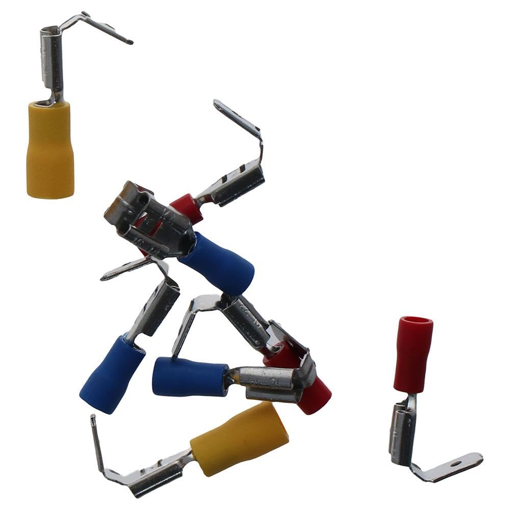 AllGIFT 50PCS Piggyback Spade Connectors,Semi-Insulated Piggy Back Spade,Heat Shrink Piggyback Spade Connectors,Quick Disconnect Piggyback Spade Crimp Terminals Assortment Kit