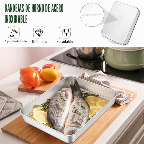 Bandejas de horno Joyfair de acero inoxidable resistente y duradero para repostería 4