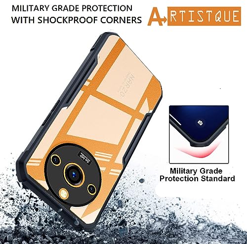 Image of A rtistque Clear Hard Transparent Acrylic Armor Anti-Drop Shockproof TPU Edge Back Cover Case for Realme 11 - Black