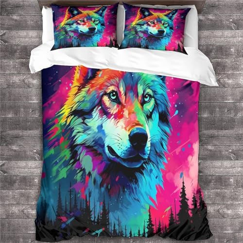 Housse de couette loup microfibre 200x200 avec fermeture éclair pratique - 3