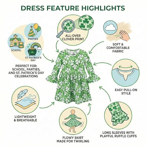 Image of Girls Long Sleeve Ruffled Dresses for Toddlers and Kids