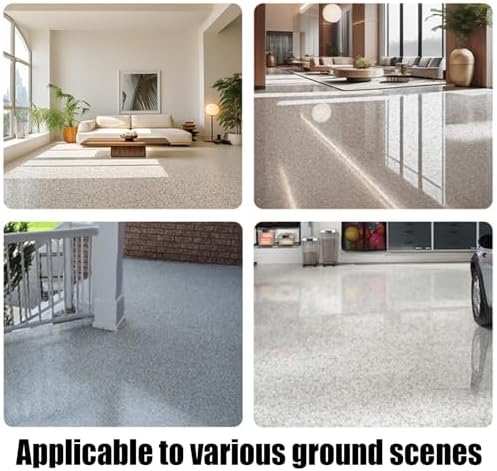 Self Leveling Epoxy Floor Coating - Coloured Sand High Gloss Marble Effect - Water Based Non Slip Paint For Concrete Tile Wood Countertop Refinishing - Durable Decorative Finish - 4