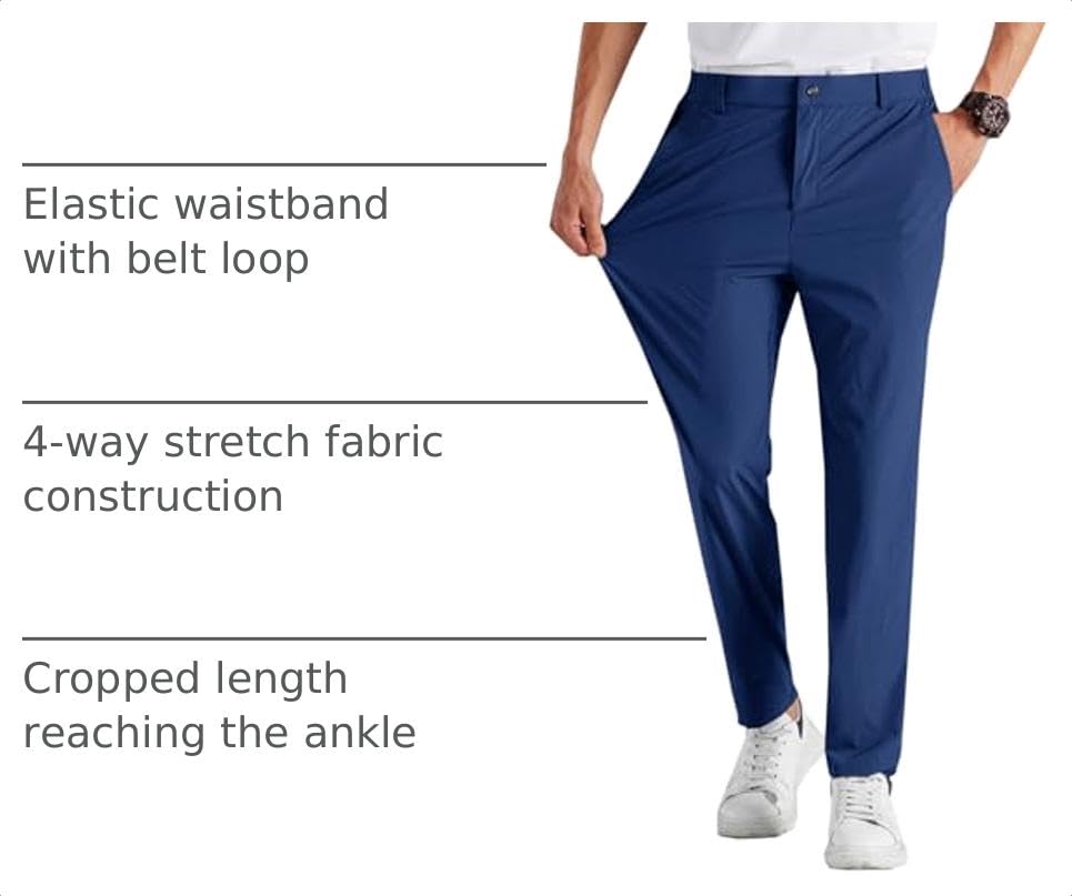 Image of Runcati Mens Stretch Golf Pants Casual Dress Pants Work Trousers