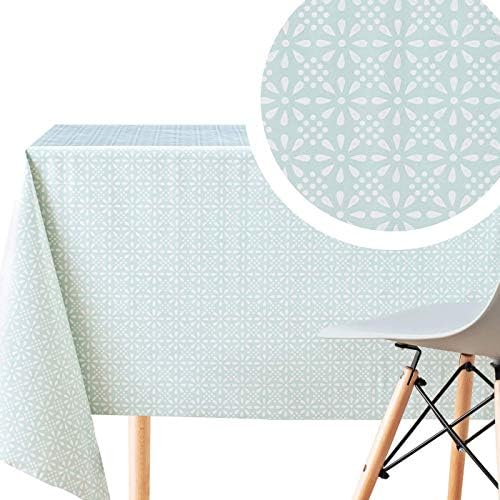 KP Home PVC Table Cloth Wipe Clean Tablecloth Rectangular 250x140cm | 98x55 Wipeable Table Cloth Hard-Wearing Waterproof Plastic Table Cover Kitchen Oilcloth Tablecloth In Beige And White Retro Flower