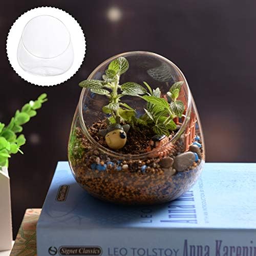 Cabilock Glass Slant Cut Bowl Glass Round Slant Cut Bowl Terrarium Slanted Globe Flower Vase for Flower Candle Candy Home Wedding Centerpiece Decoration