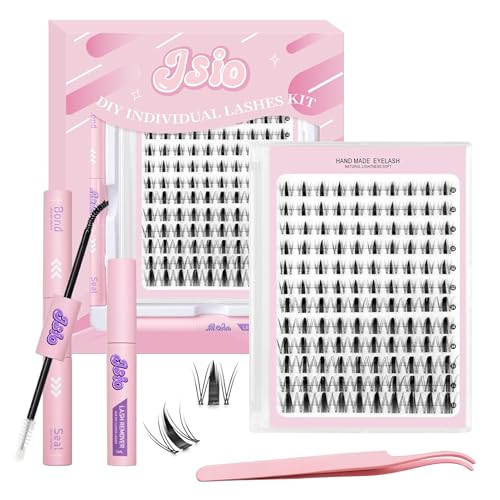 Lash Clusters Kit Manga Individual Lash Extensions 1018mm D Curl Anime Wispy Spiky Cluster Lashes with Bond & Seal & Remover DIY Eyelash Extension Kit for Beginners by Jsio