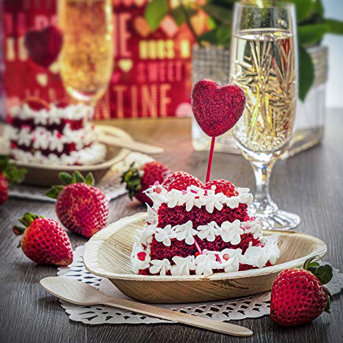 Dress Your Yum Palm Leaf Plates (20 Pcs) - 8 Inch Square & 6.5 Inch Heart (10 Of Each) - Dinner And Dessert Disposable Compostable Plates For Party #TOP3